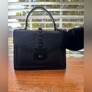 ALDO Black Quilted Top Handle Purse – Flawed Gem – Structured Chain Bag